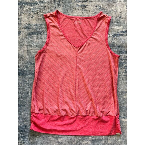 Eddie Bauer Pale Dusky Red Stripe V Neck Tank Women's Large - Picture 1 of 4